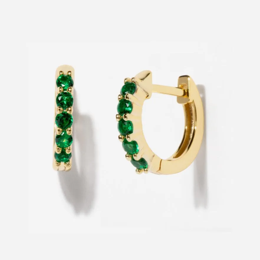 Pavé Emerald Huggies