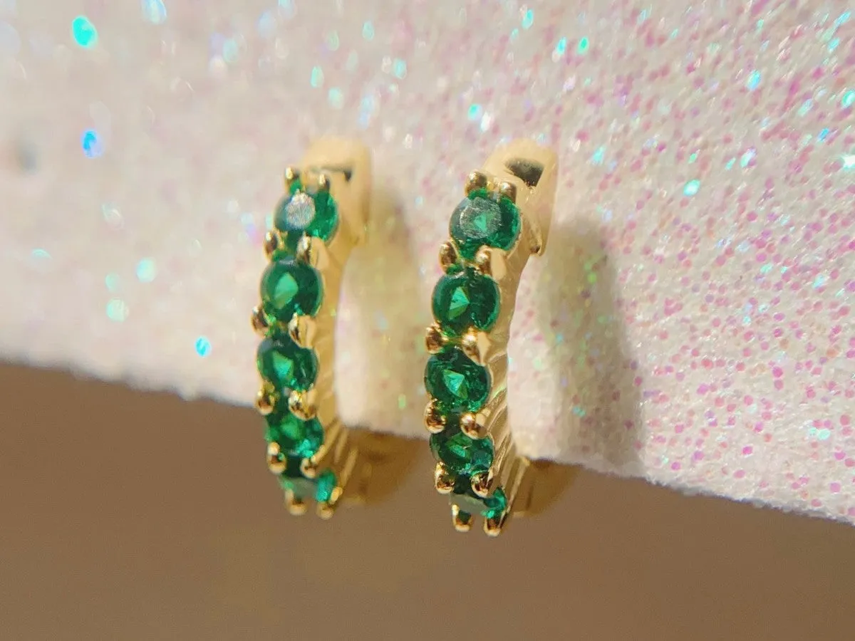Pavé Emerald Huggies