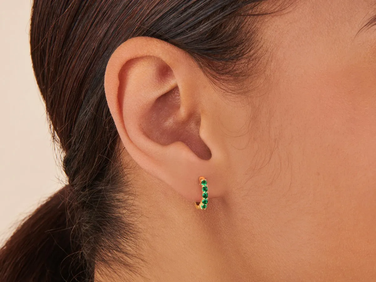 Pavé Emerald Huggies