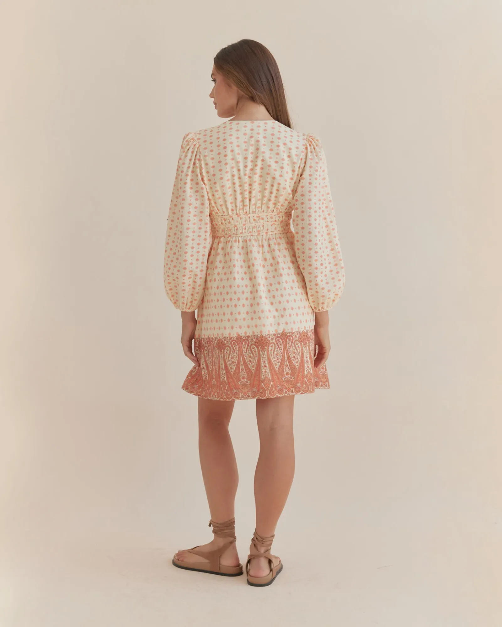 Peach Paisley Mini Dress