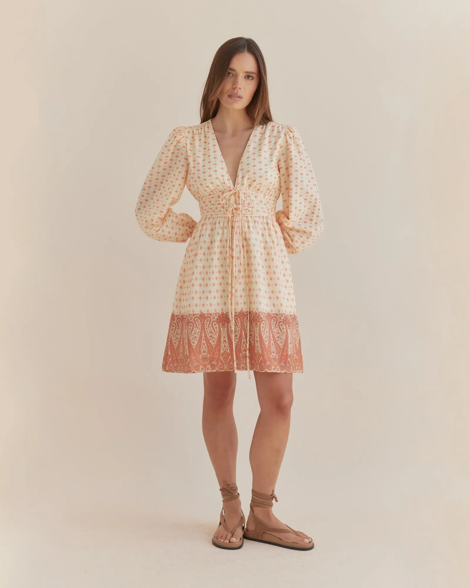 Peach Paisley Mini Dress