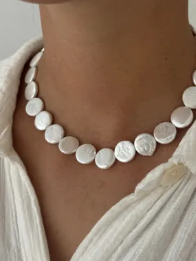 Elegant Pearl Coin Pendant Necklace