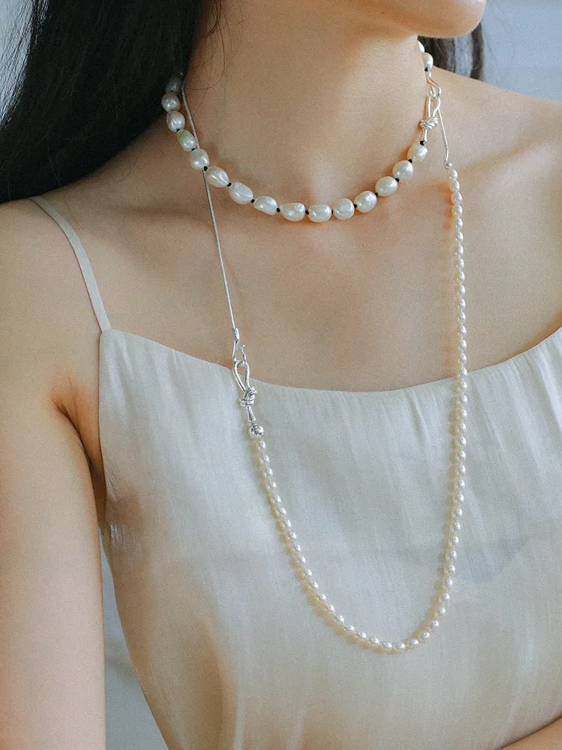 Pearl Splicing Chain Multilayer Long Necklace Sweater Chain