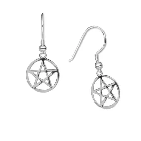 Pentagram Dangle Earrings, 10mm pentacles (sterling silver)