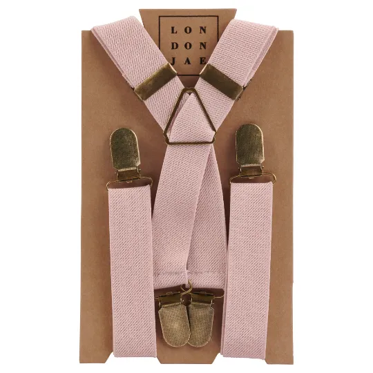 Petal Pink Bow Tie with Blush Suspender Set