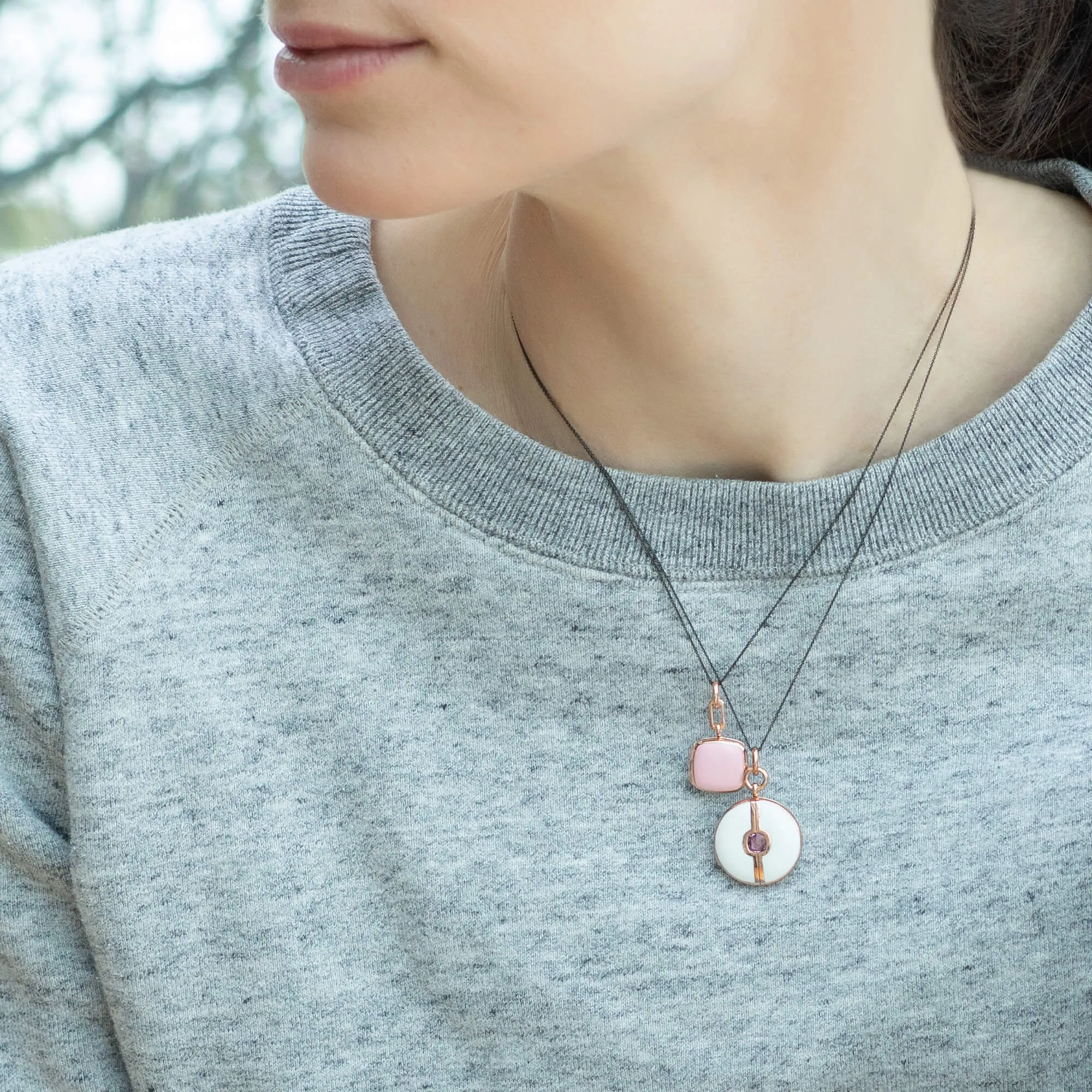 Pink Enamel Vermeil Cushion Locket