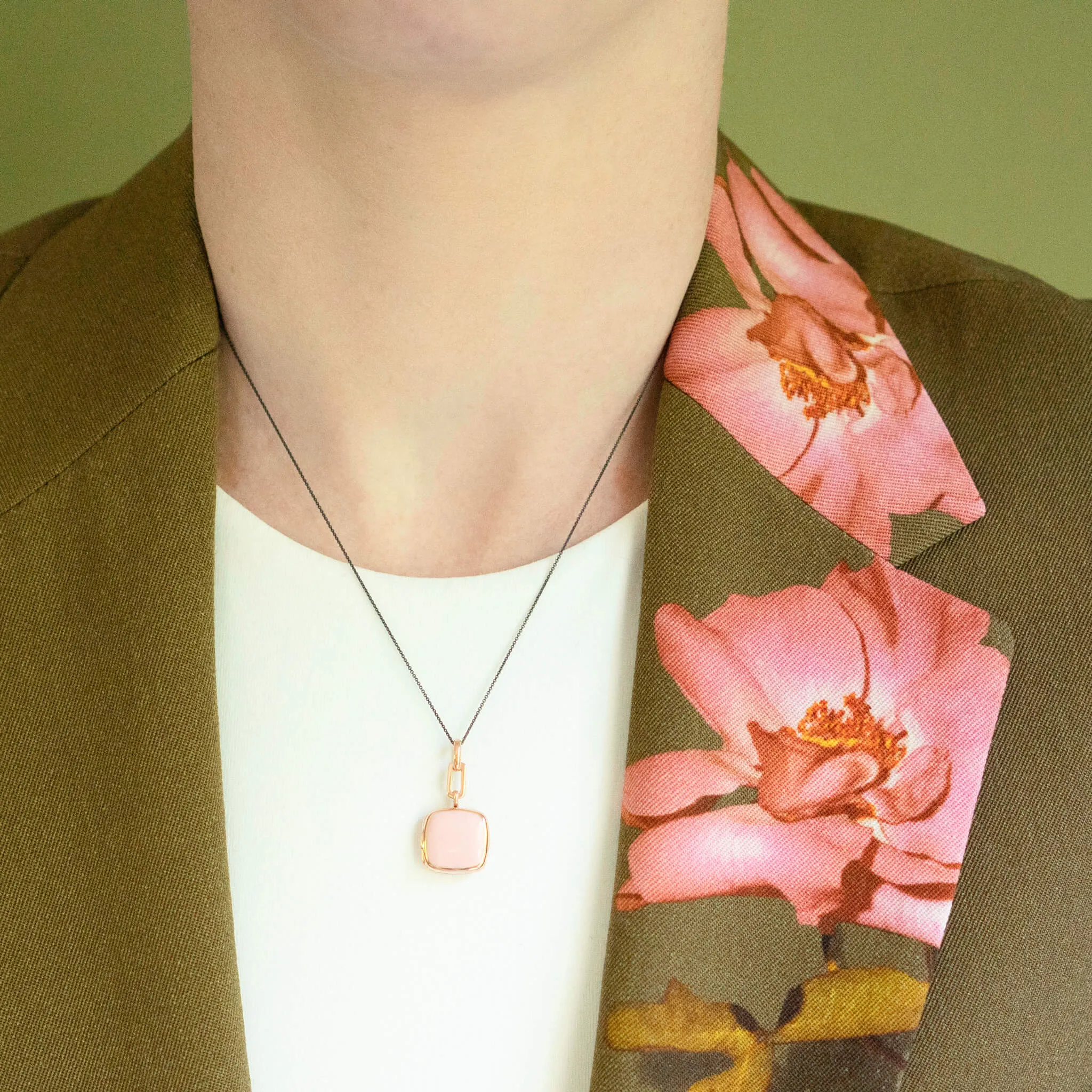 Pink Enamel Vermeil Cushion Locket