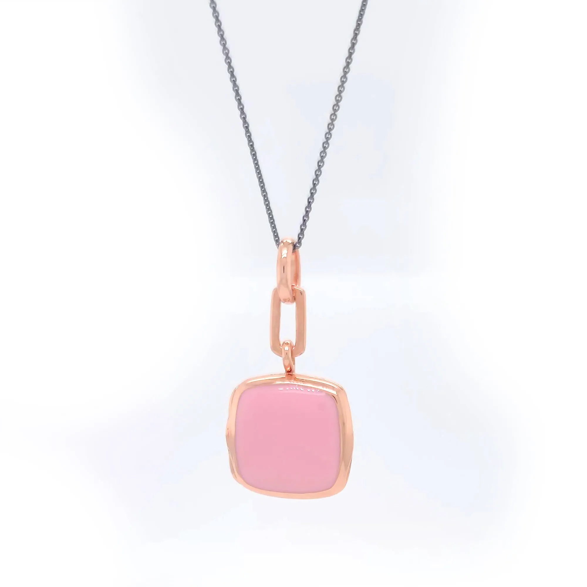 Pink Enamel Vermeil Cushion Locket