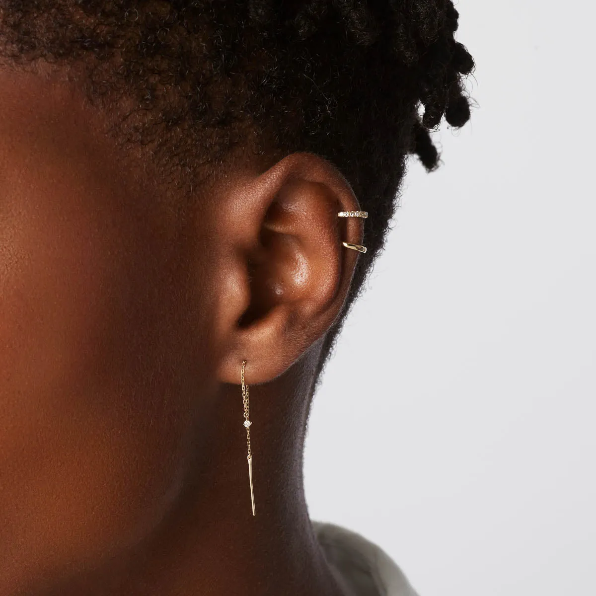 Plain Bar Single Ear Cuff in 10k Gold