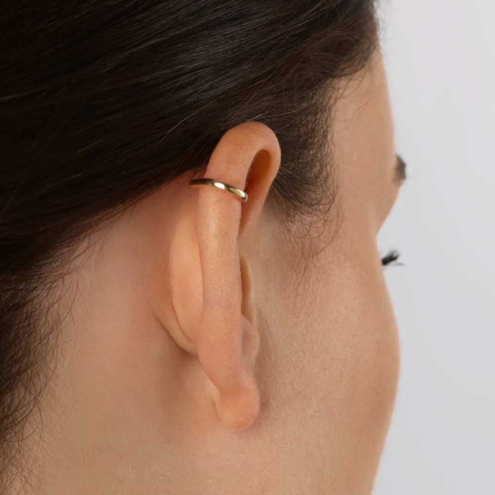Plain Bar Single Ear Cuff in 10k Gold