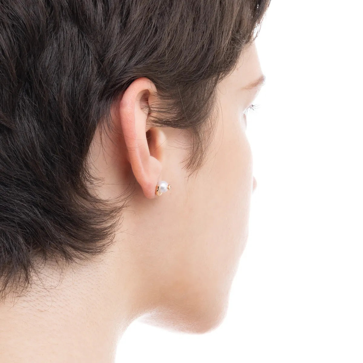"Beluga" Pearl Diamond Earring