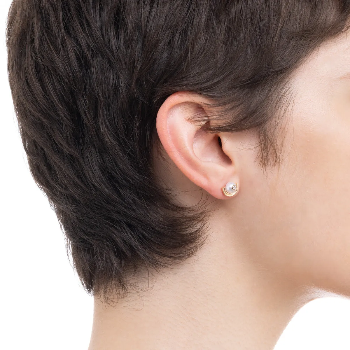 "Beluga" Pearl Diamond Earring