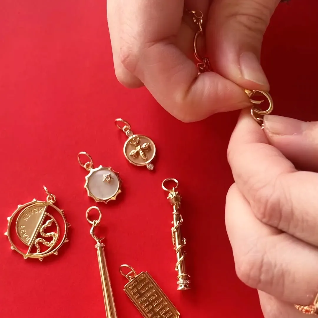 "Heart of Gold" and Four Midi Sapphire Locket Charm Necklace