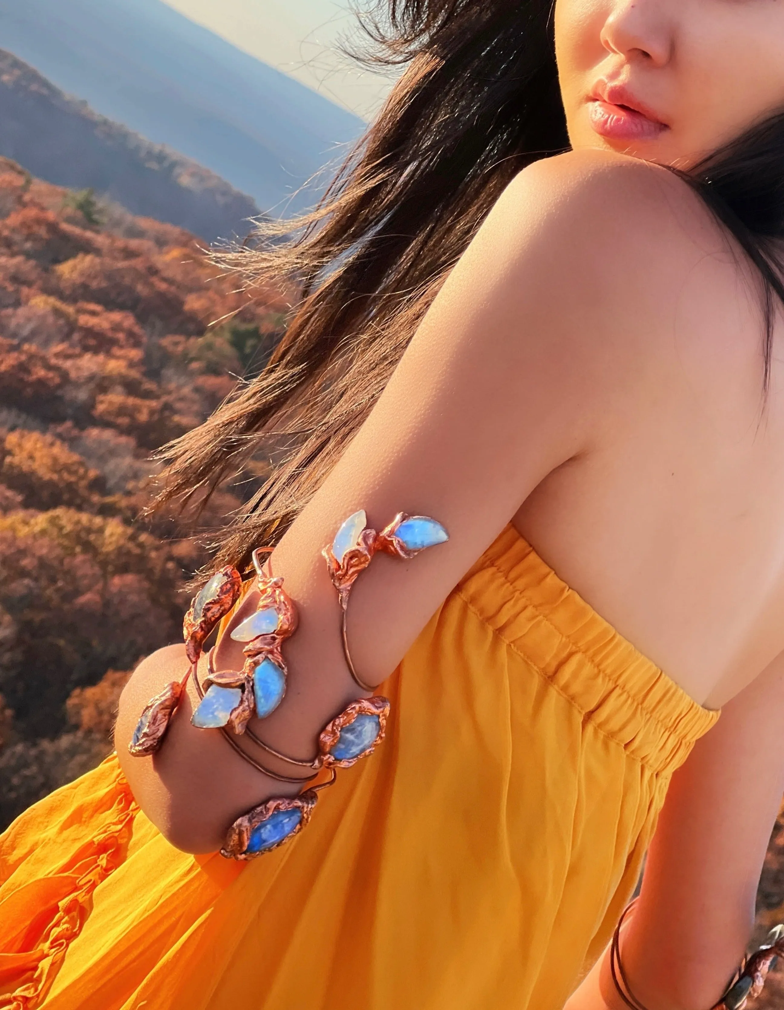 Rainbow MOONSTONE 5-stone arm cuff