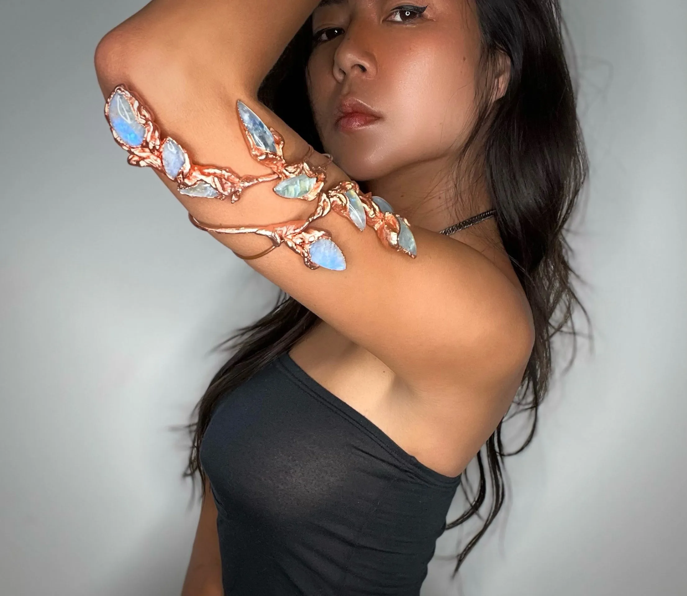 Rainbow MOONSTONE 5-stone arm cuff