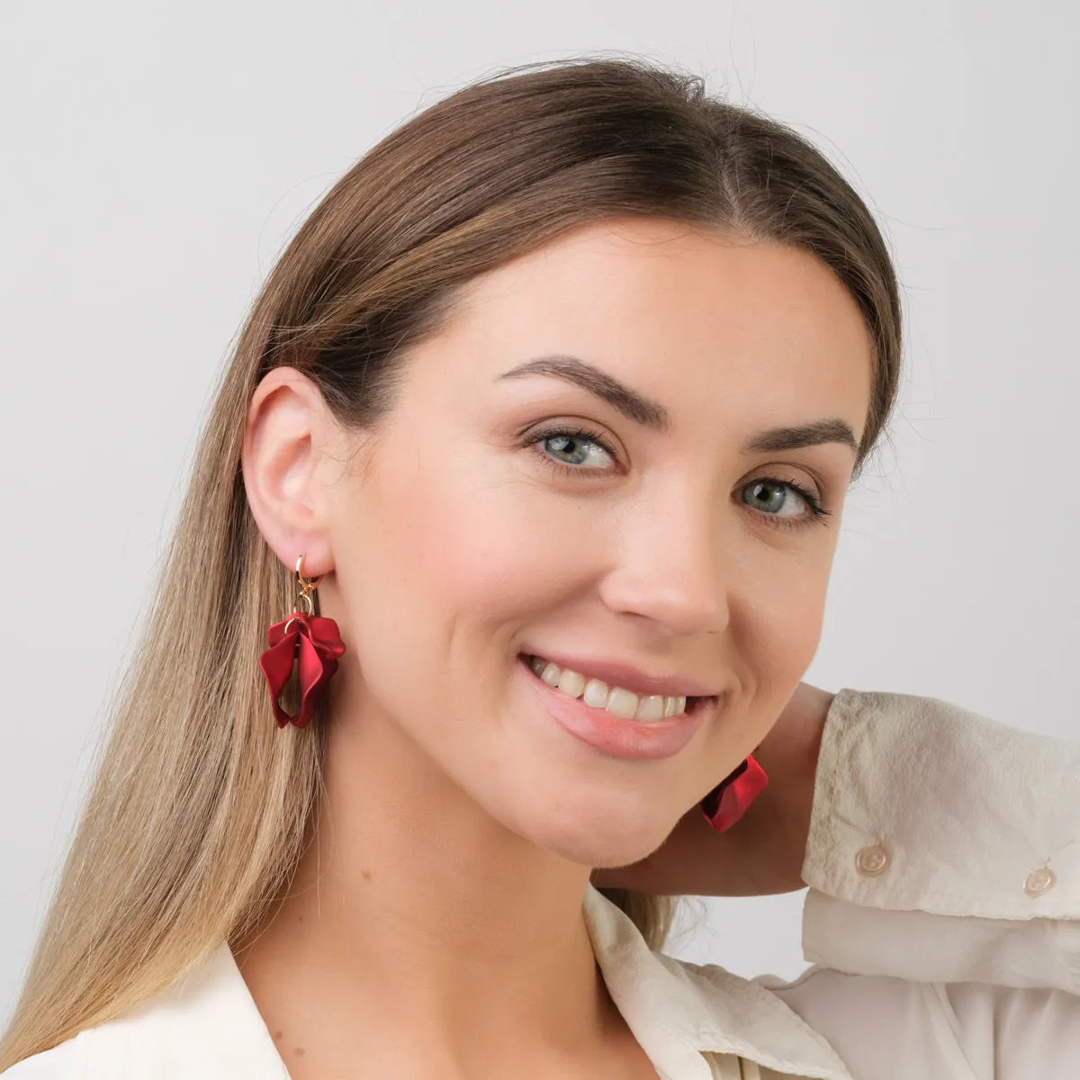 Red Carnation Dangle Earrings