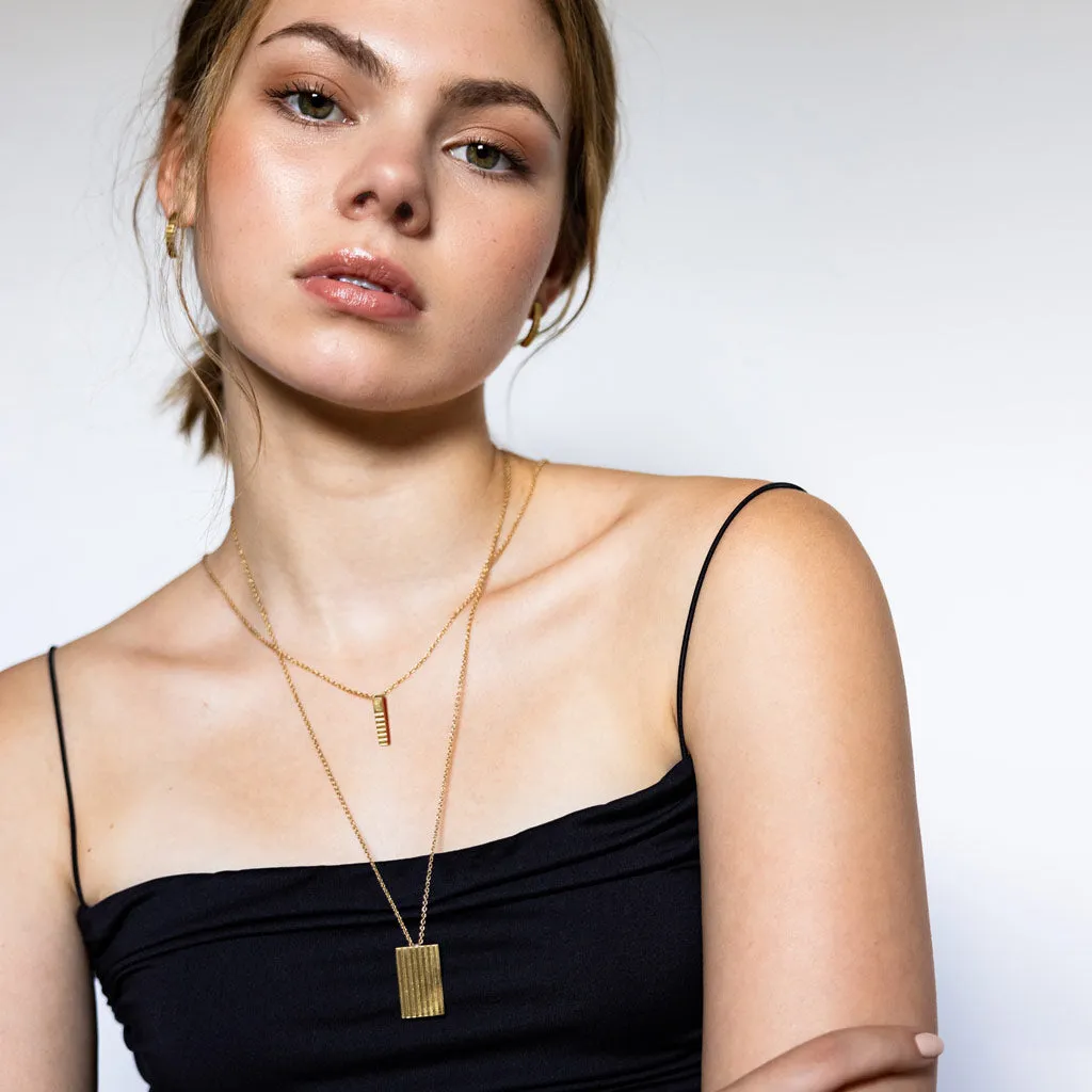 Ridge Locket Necklace - Brass
