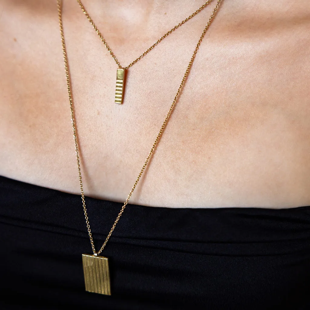 Ridge Locket Necklace - Brass