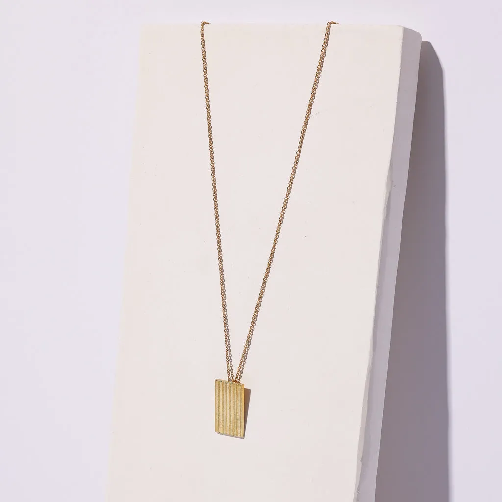 Ridge Locket Necklace - Brass