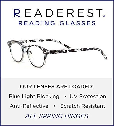 Round-Blue-Light-Blocking-Reading-Glasses-Clear-Black-2-25-Magnification-Computer-Glasses
