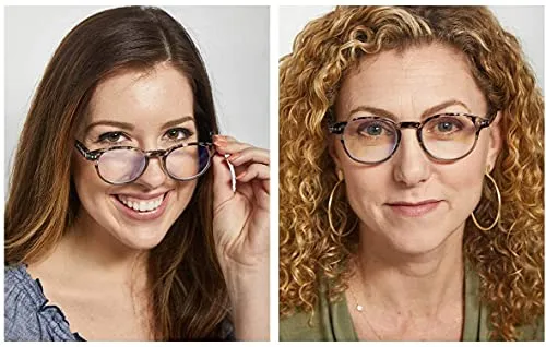 Round-Blue-Light-Blocking-Reading-Glasses-Clear-Black-2-25-Magnification-Computer-Glasses