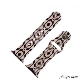 Silicone Pink/Black Aztec Apple Watch Band