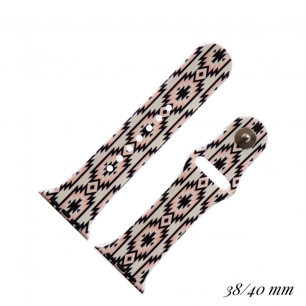 Silicone Pink/Black Aztec Apple Watch Band