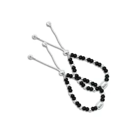 Silver Black and Silver Beads Anklet for Girls