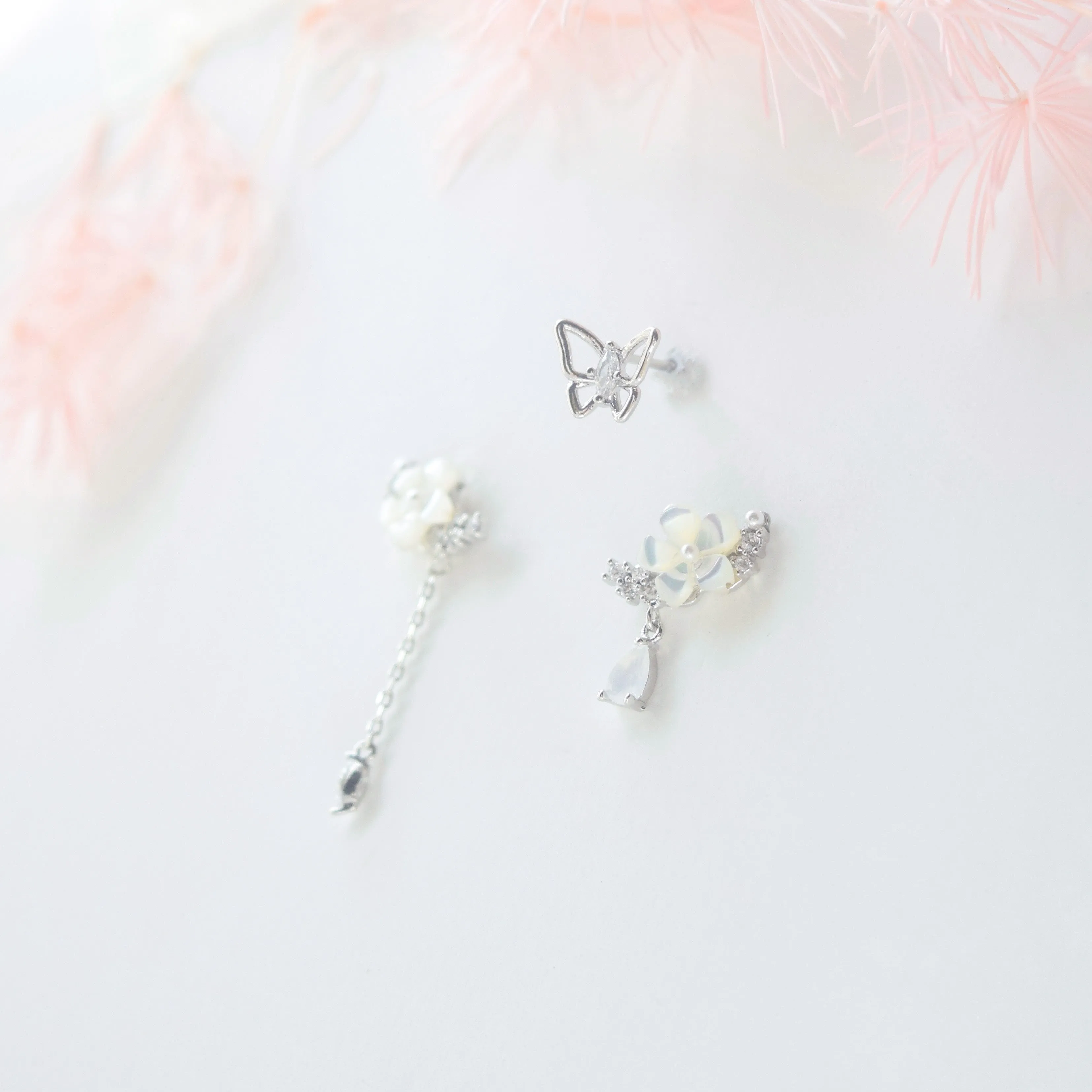 Silver Sakura Glistening Earrings
