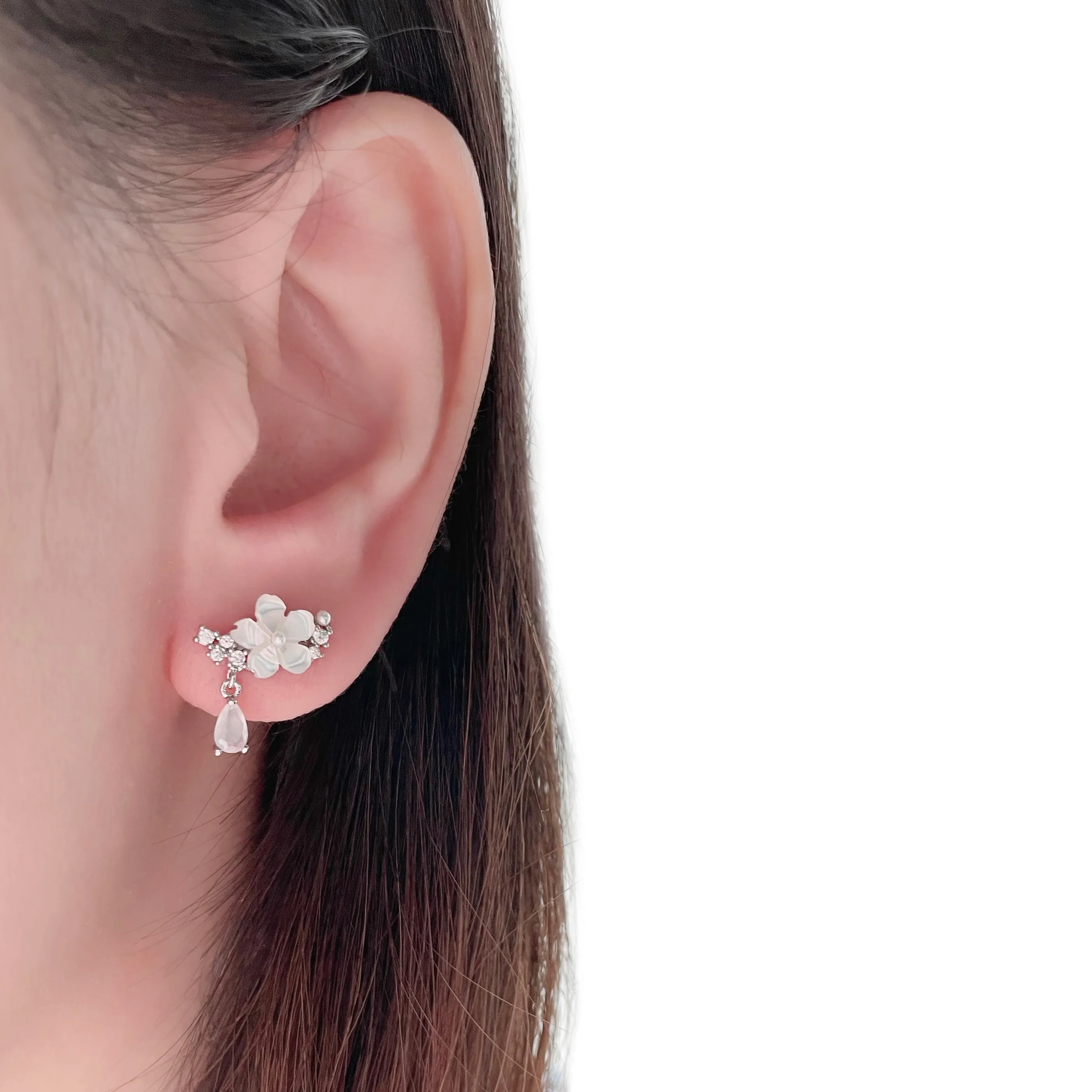 Silver Sakura Glistening Earrings