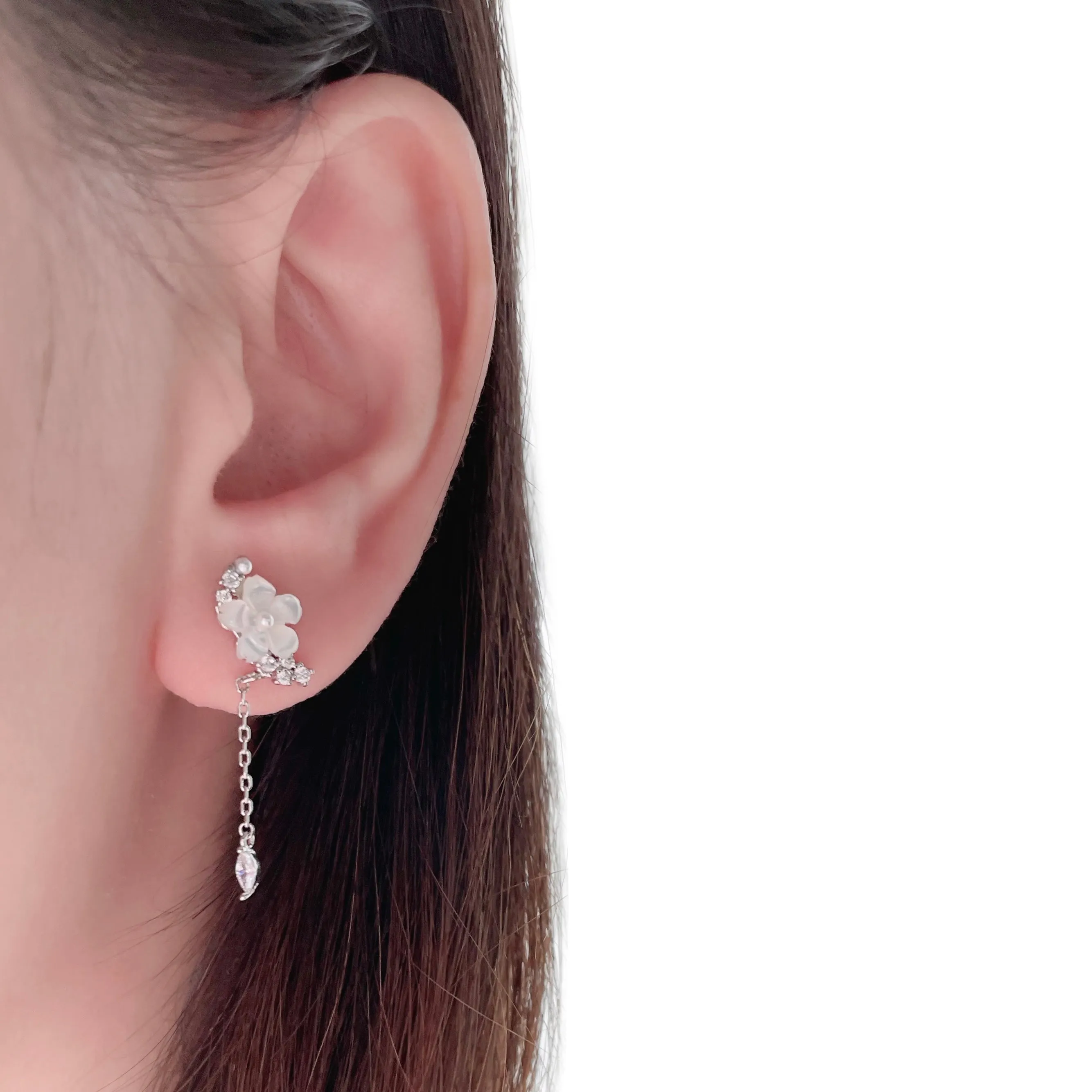 Silver Sakura Glistening Earrings