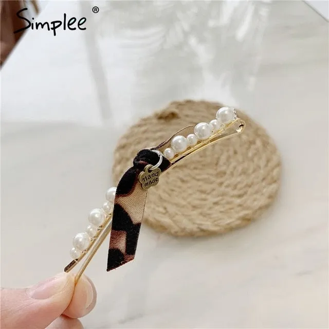 Simplee Fashion pearl hair clip clamp Hairpin for women