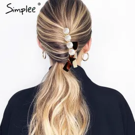 Simplee Fashion pearl hair clip clamp Hairpin for women
