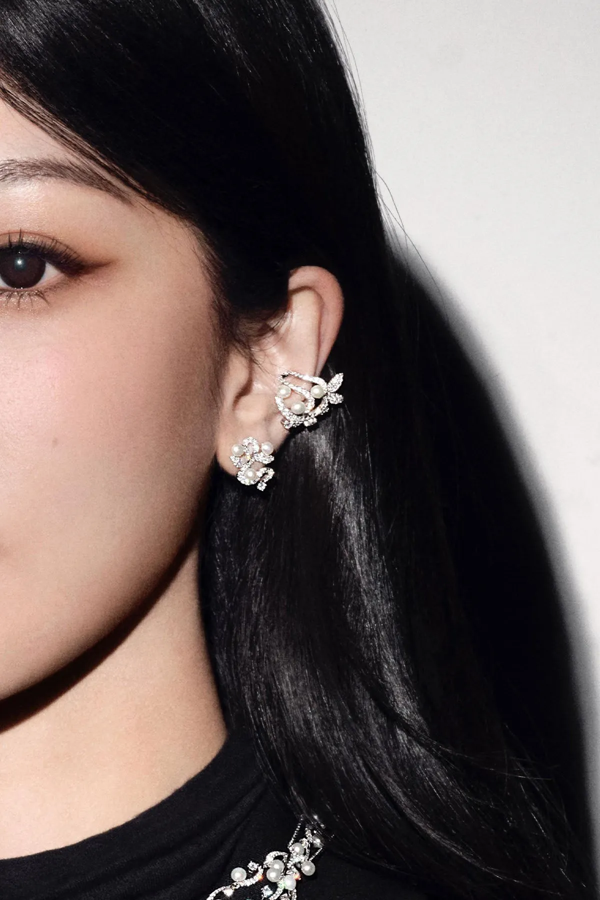 Single Flower Ear Cuff with Pearls