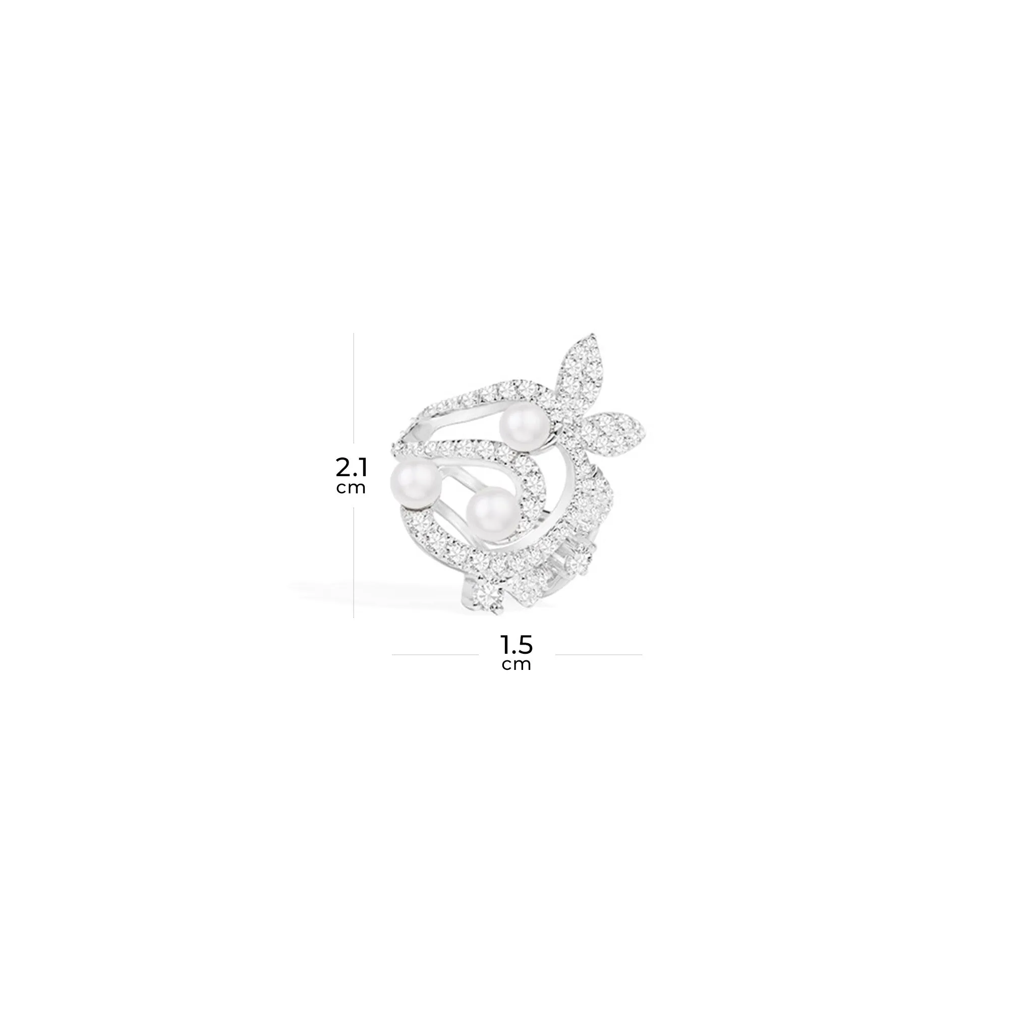 Single Flower Ear Cuff with Pearls