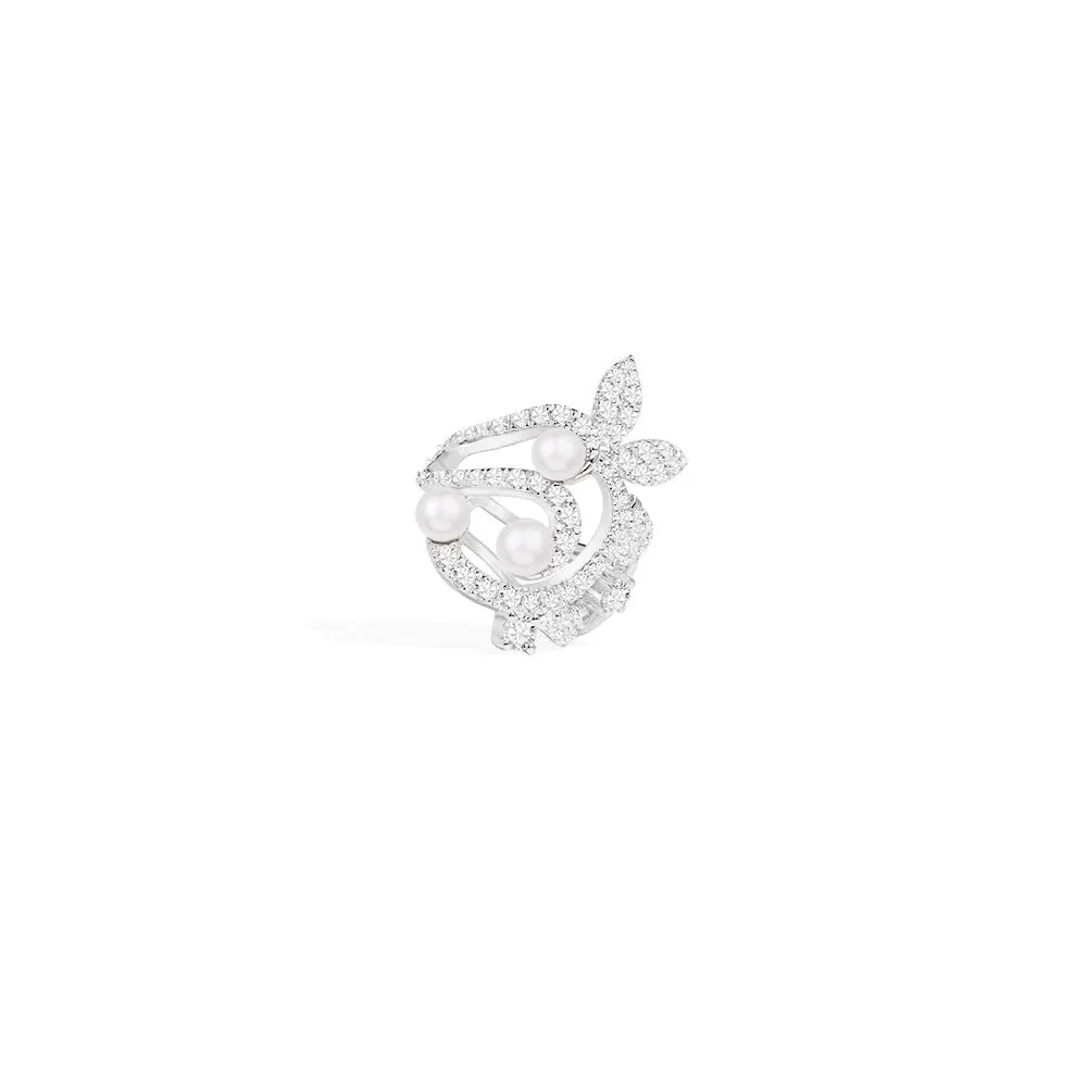 Single Flower Ear Cuff with Pearls