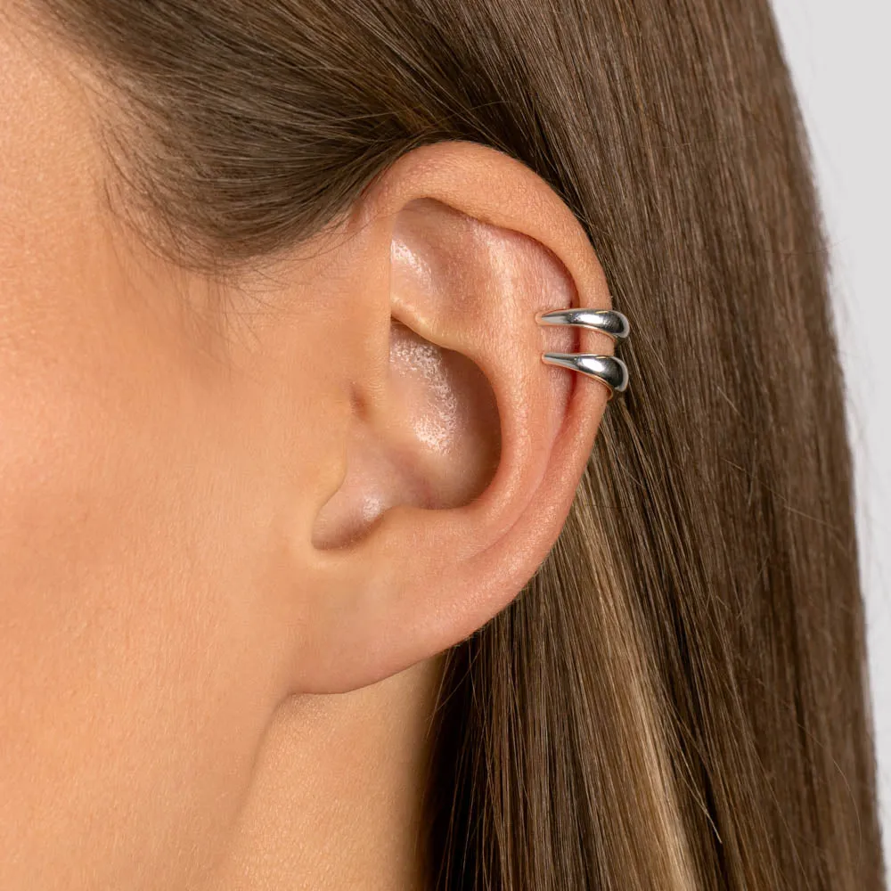 Slim Curve Single Ear Cuff in Silver
