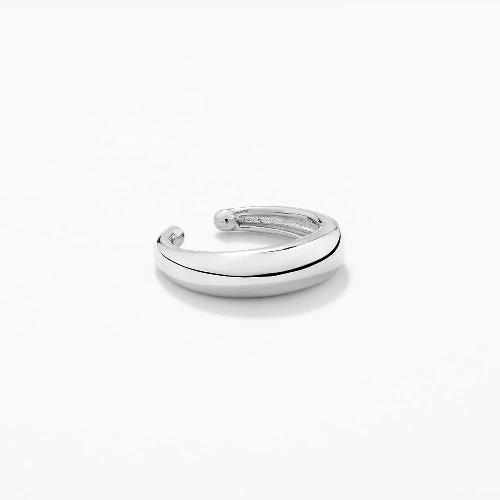 Slim Curve Single Ear Cuff in Silver