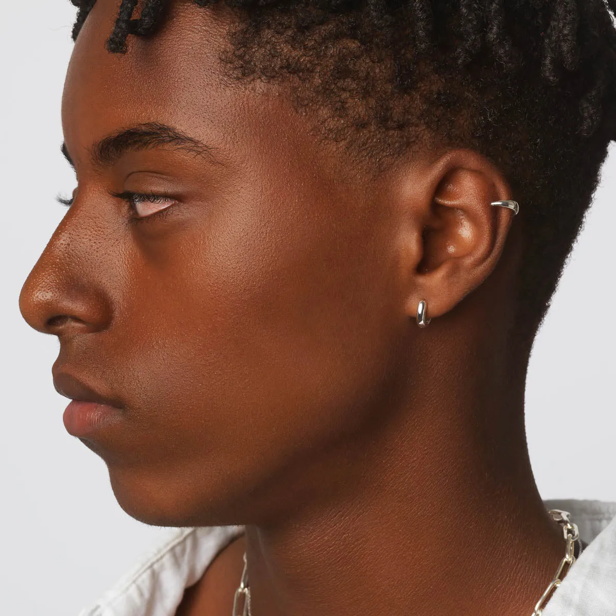 Slim Curve Single Ear Cuff in Silver