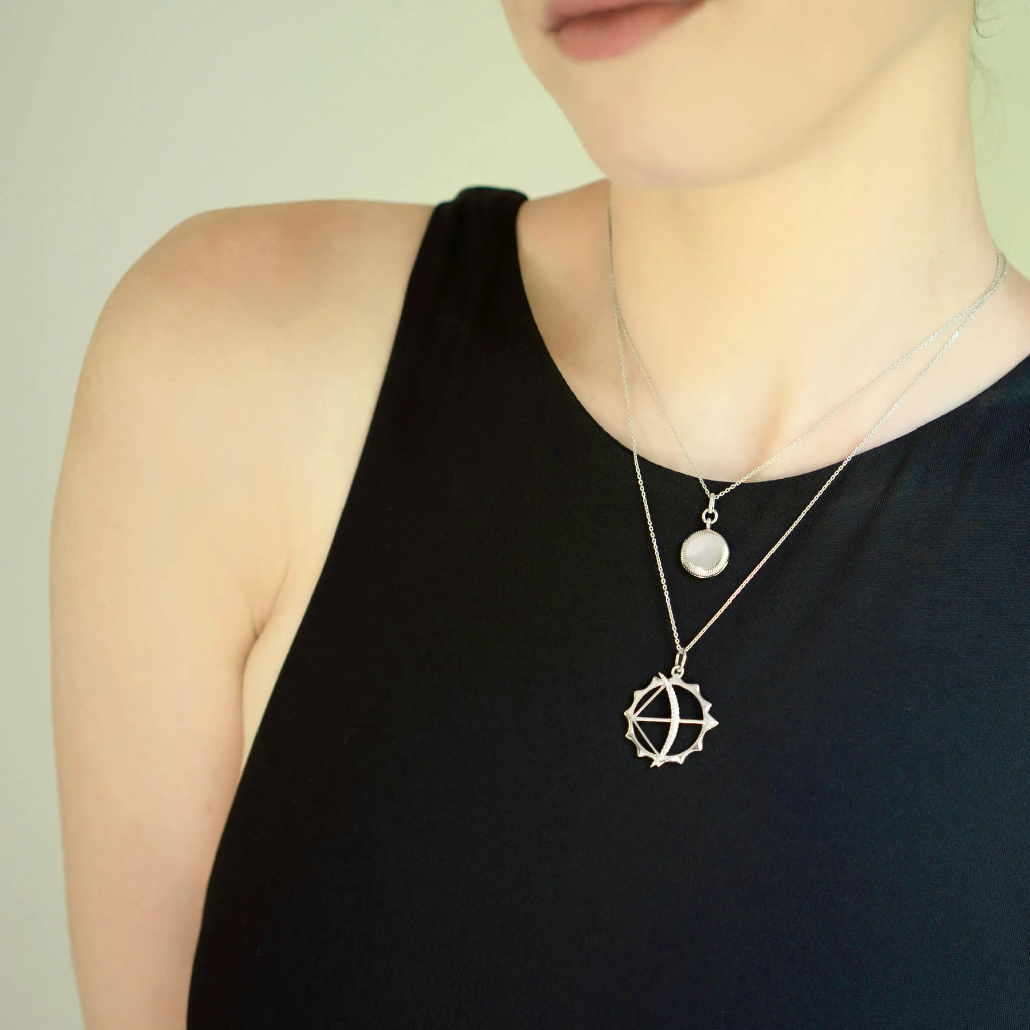 Slim "Nan" Sterling Silver Locket Necklace with Engraved Accents