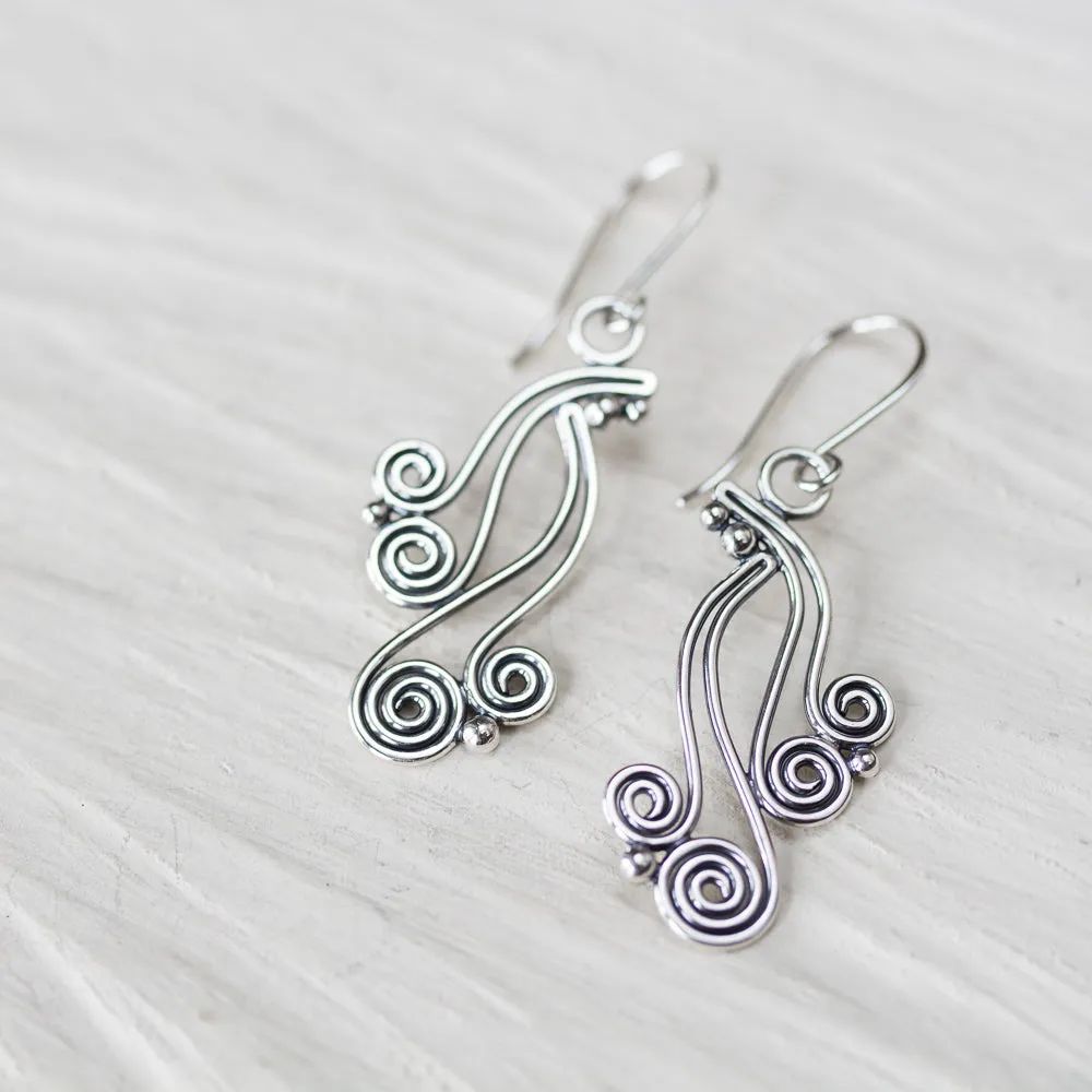 Spiral Waterfall Dangle Earrings, Sterling Silver
