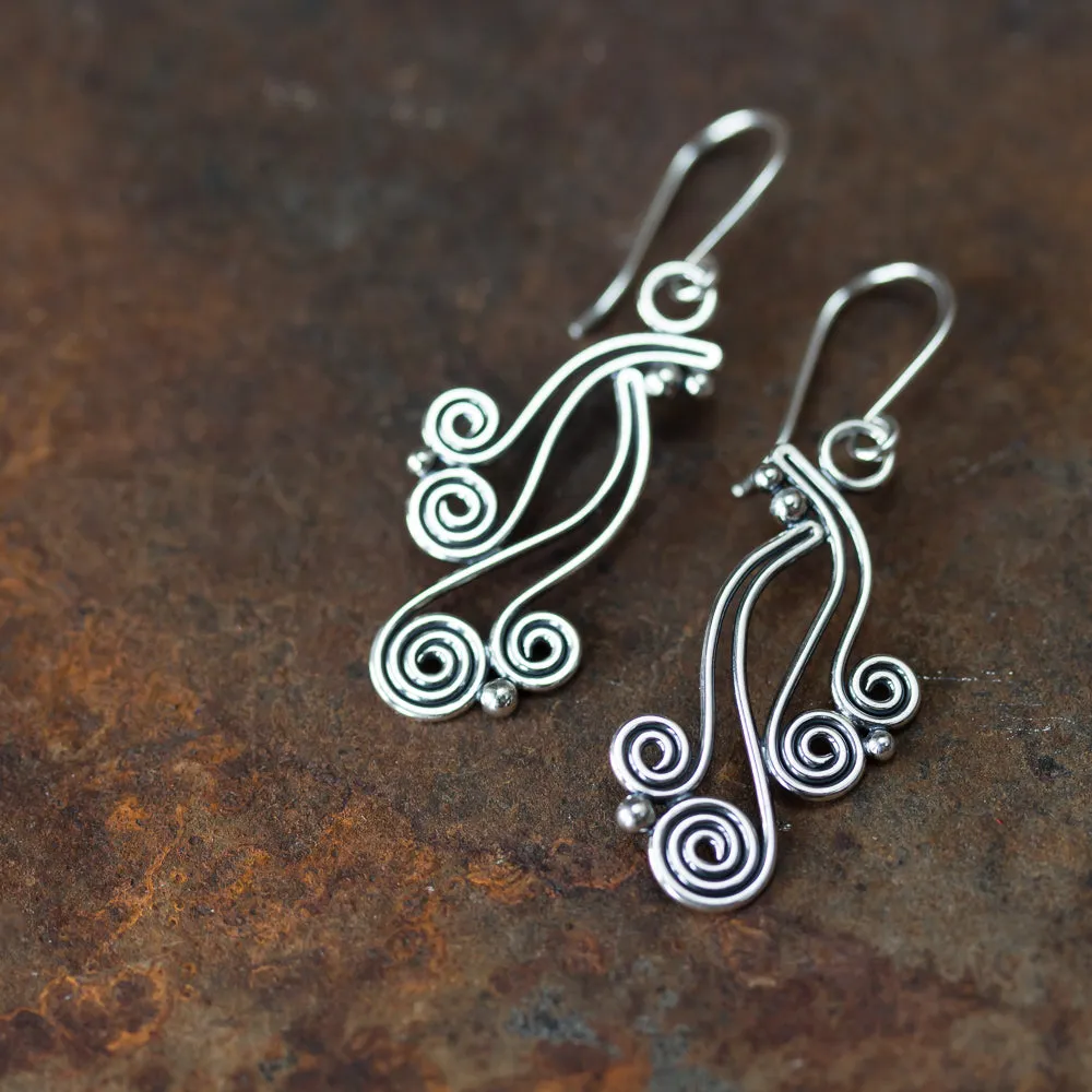 Spiral Waterfall Dangle Earrings, Sterling Silver