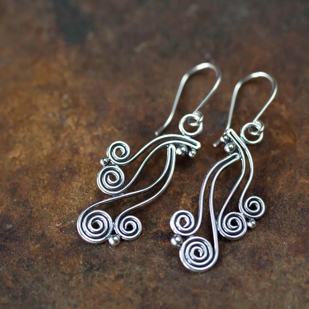 Spiral Waterfall Dangle Earrings, Sterling Silver