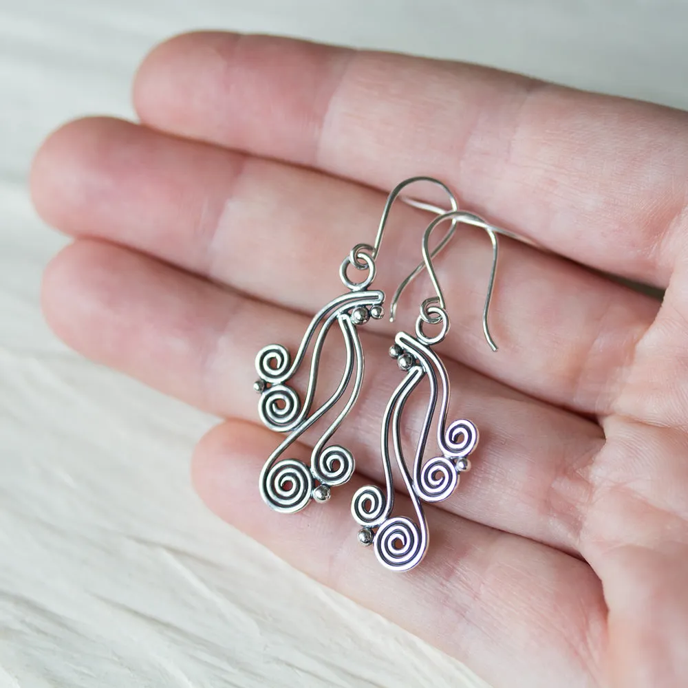 Spiral Waterfall Dangle Earrings, Sterling Silver