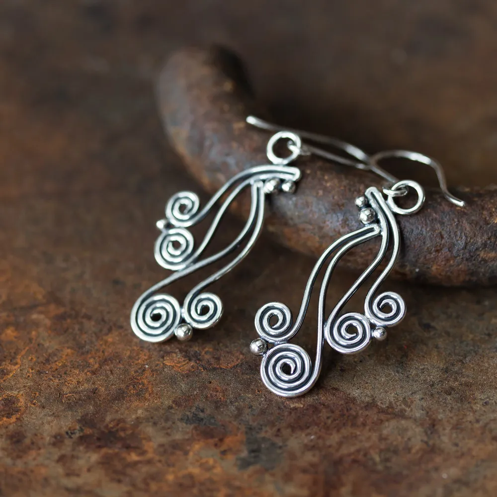 Spiral Waterfall Dangle Earrings, Sterling Silver
