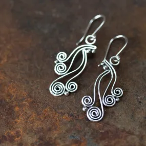 Spiral Waterfall Dangle Earrings, Sterling Silver