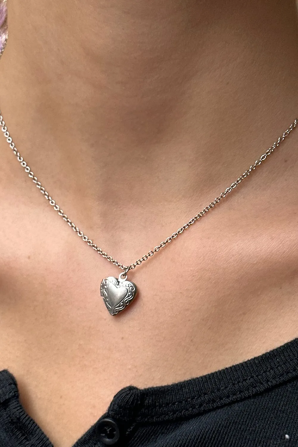Stainless Steel Heart Locket Necklace