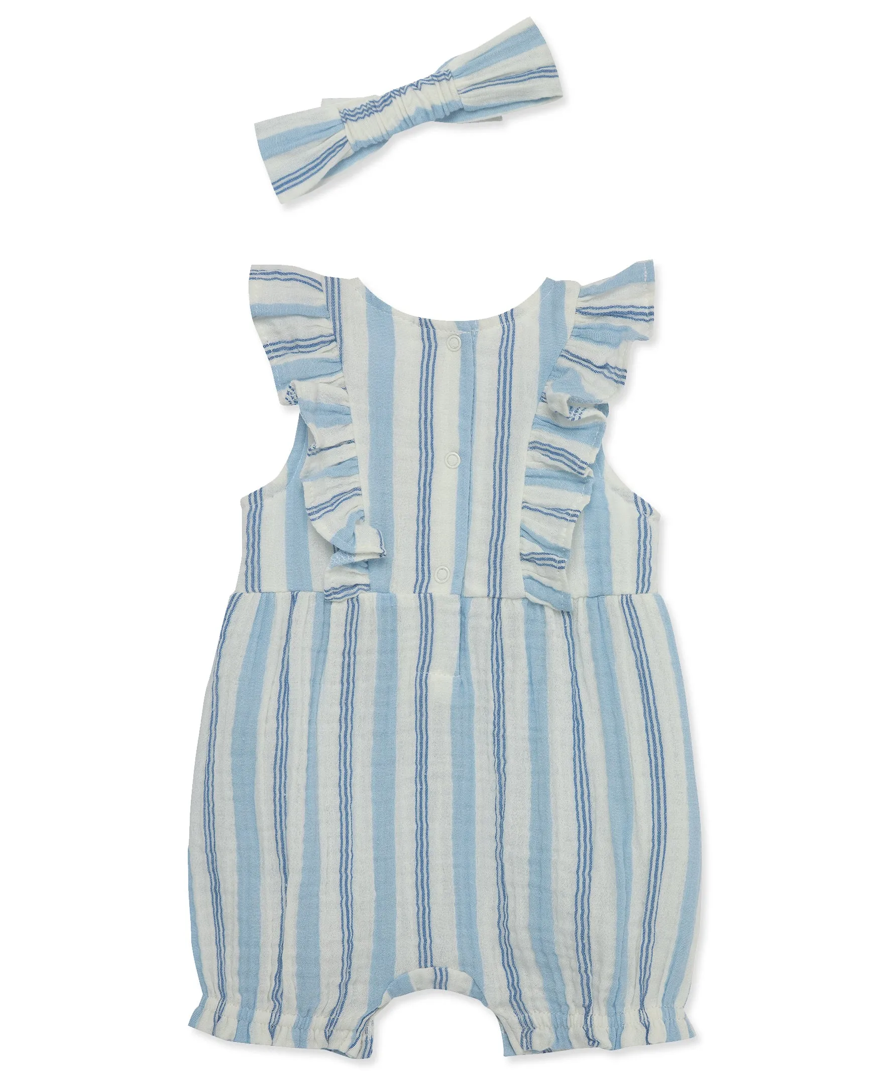 Stripes Gauze Romper & Headband Set