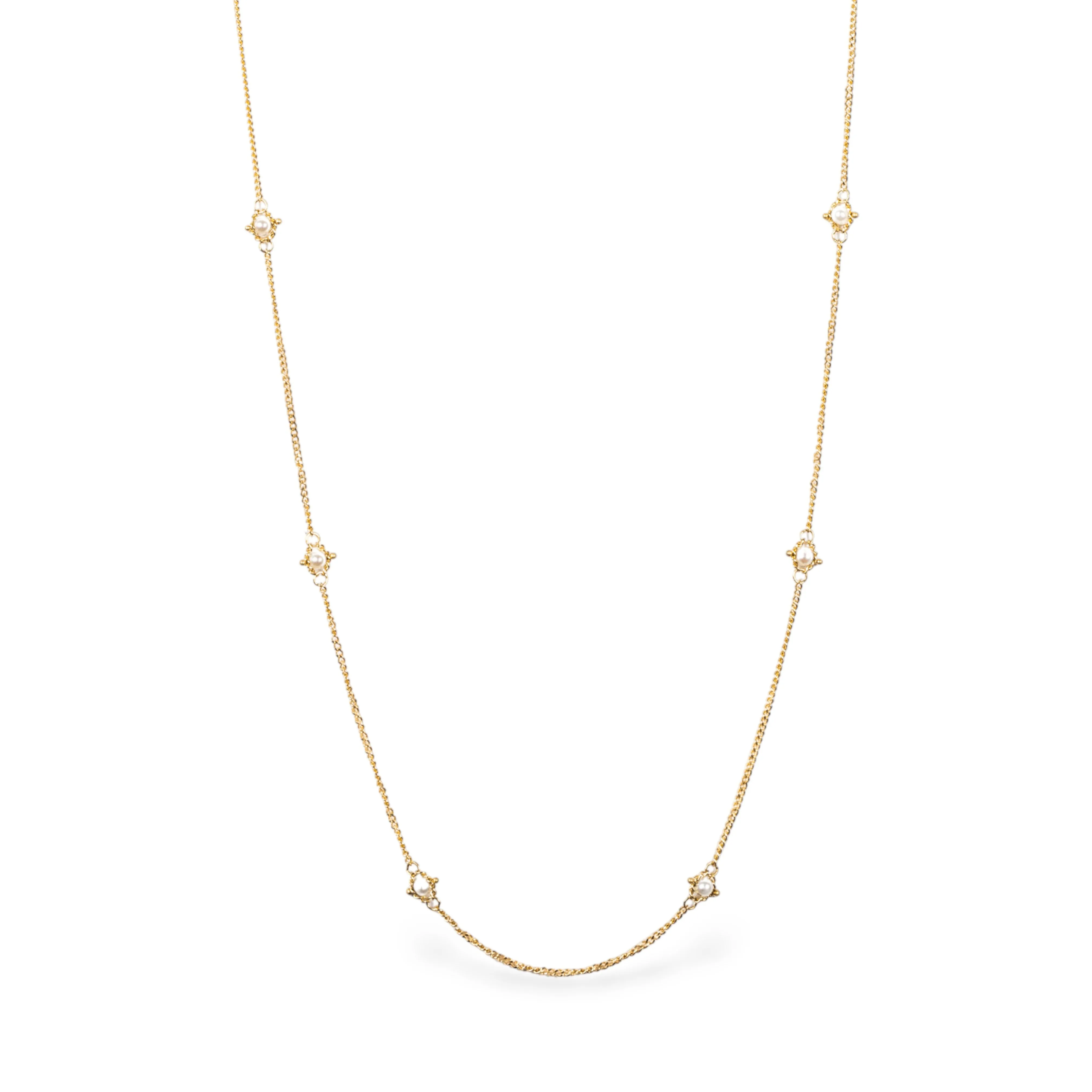 Textile Gold Necklace in Pearl