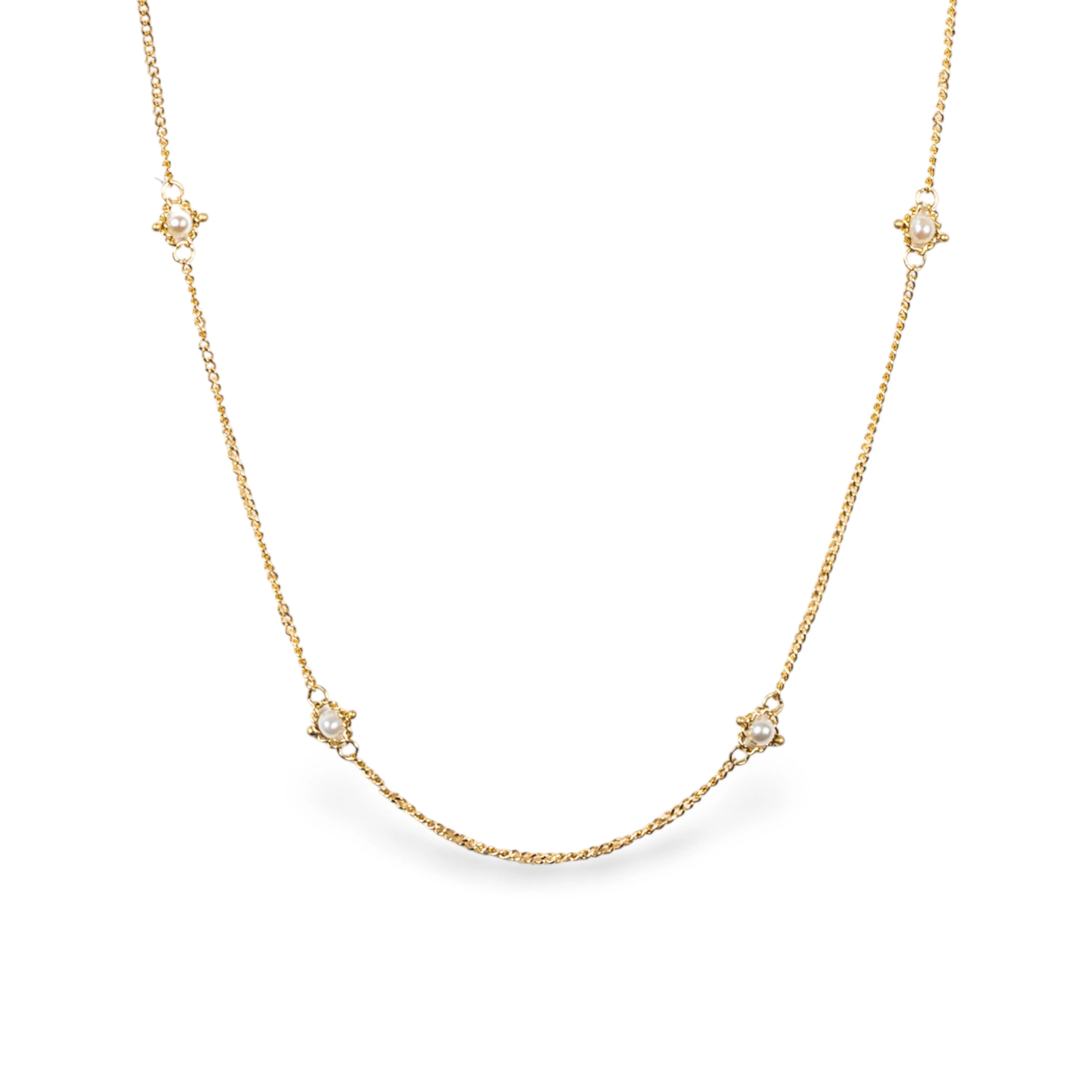 Textile Gold Necklace in Pearl